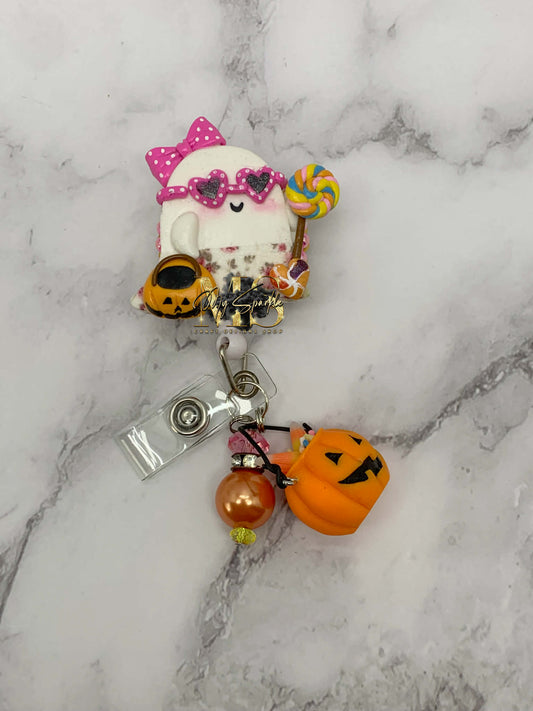Halloween Ghost Clay Badge Reel