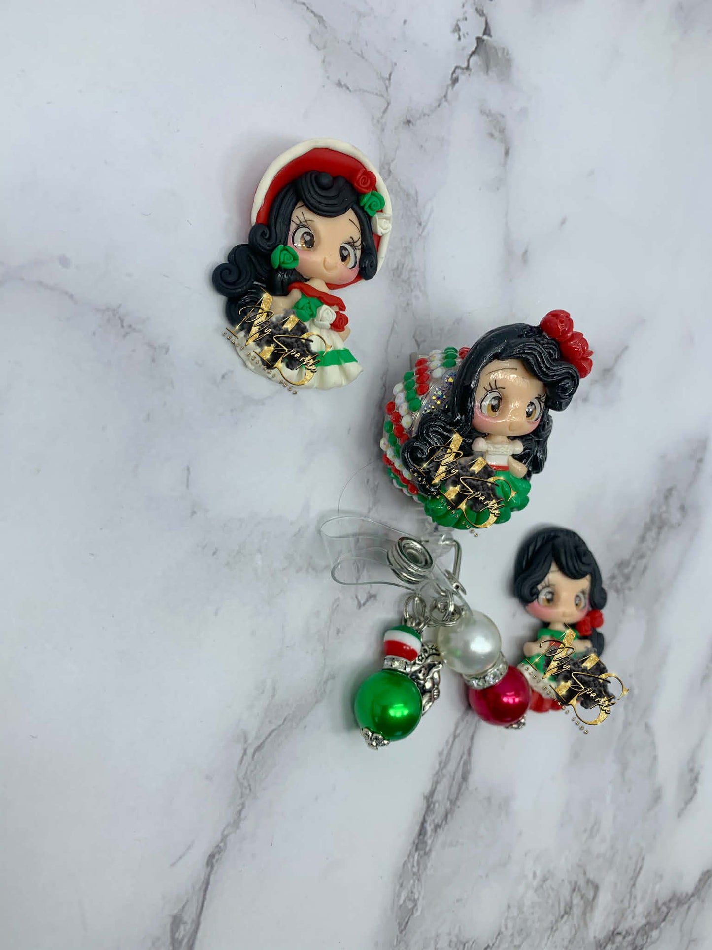 Mexican Girl Clay Badge Reel