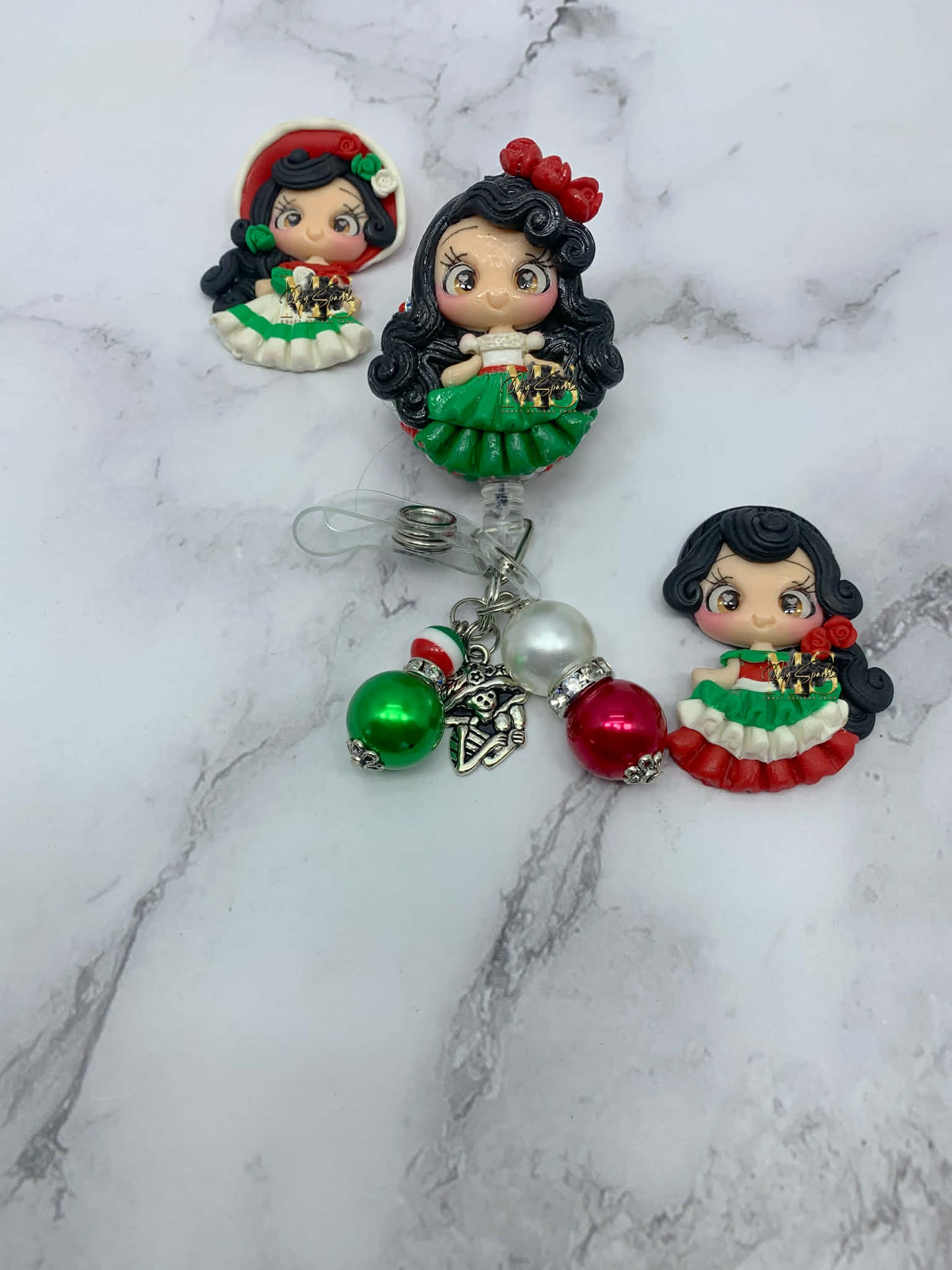Mexican Girl Clay Badge Reel