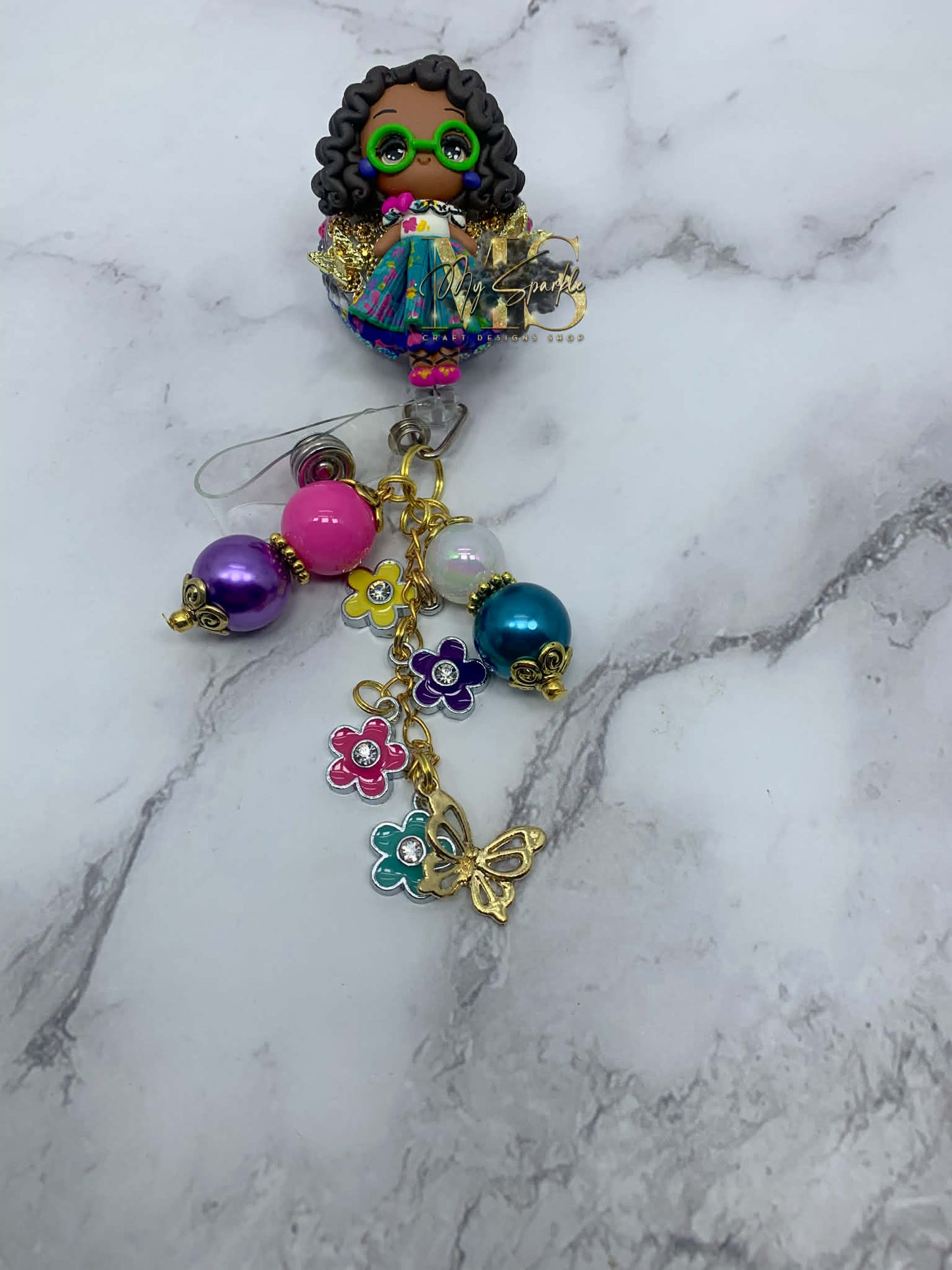 Colombian Girl Clay Badge Reel
