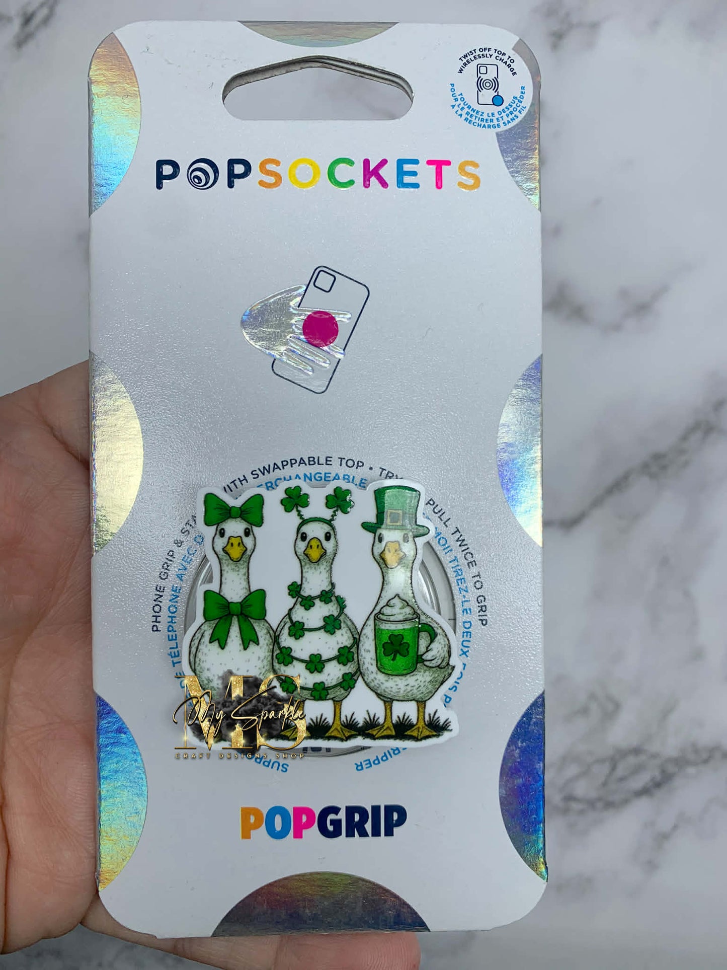 St Patricks Day Silly Goose Pop Grip