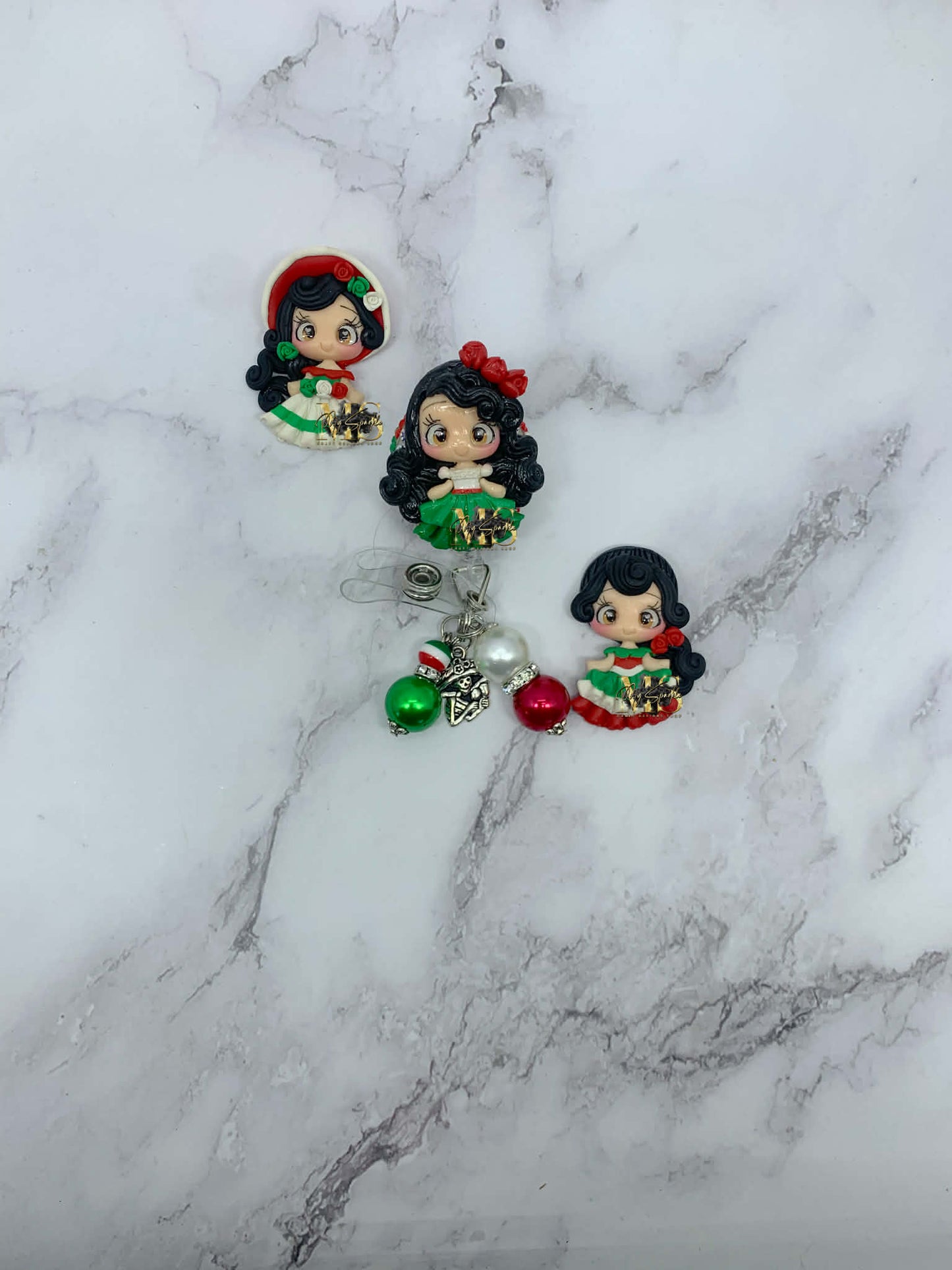 Mexican Girl Clay Badge Reel