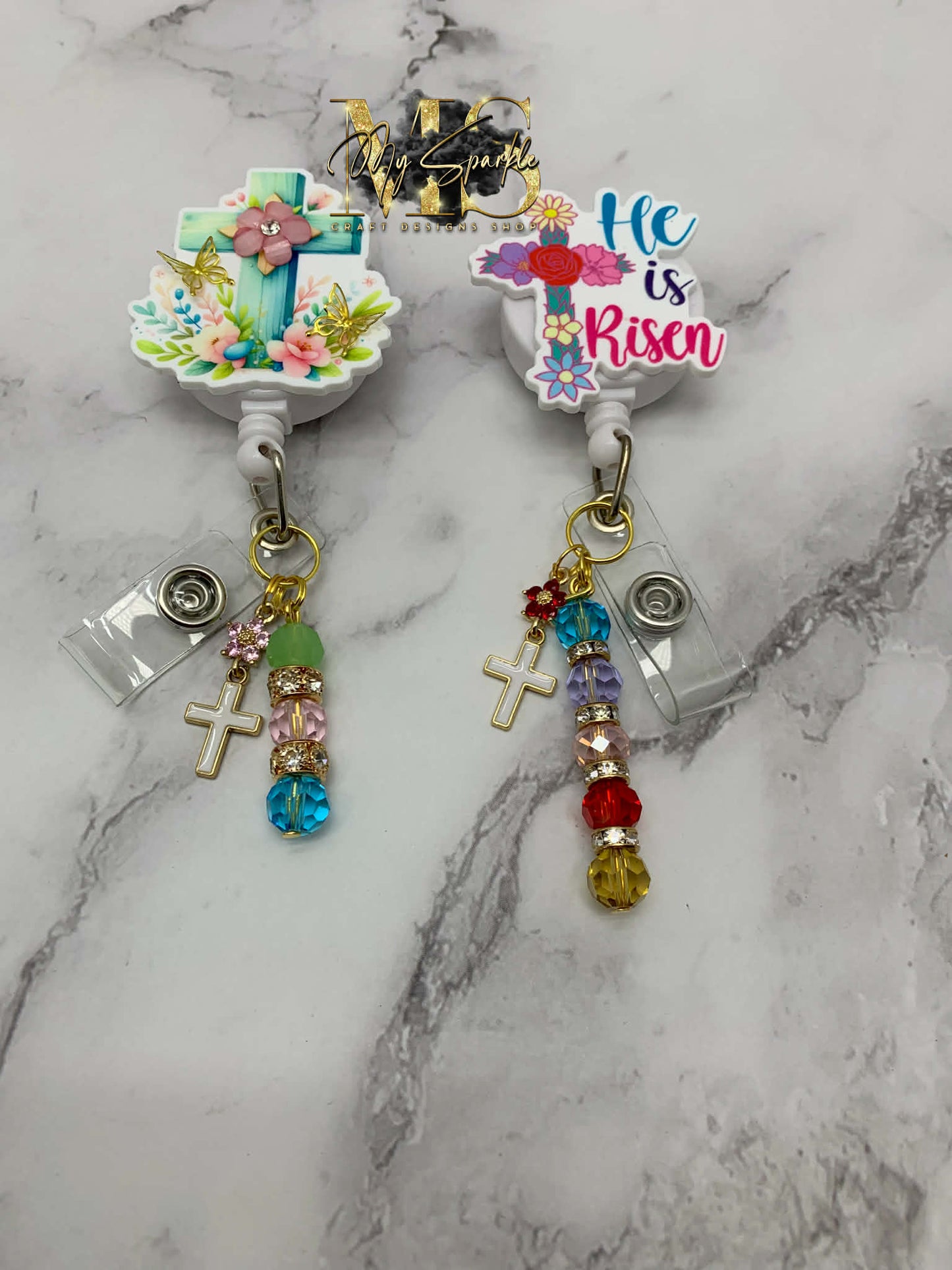 Floral Cross Badge Reel