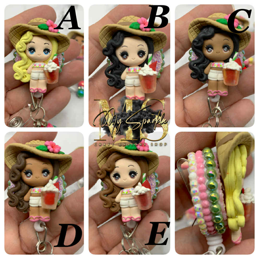 Beach Girl Clay Badge Reel