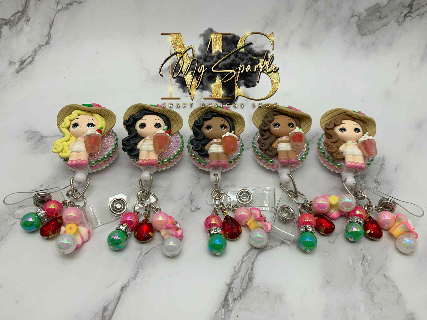 Beach Girl Clay Badge Reel