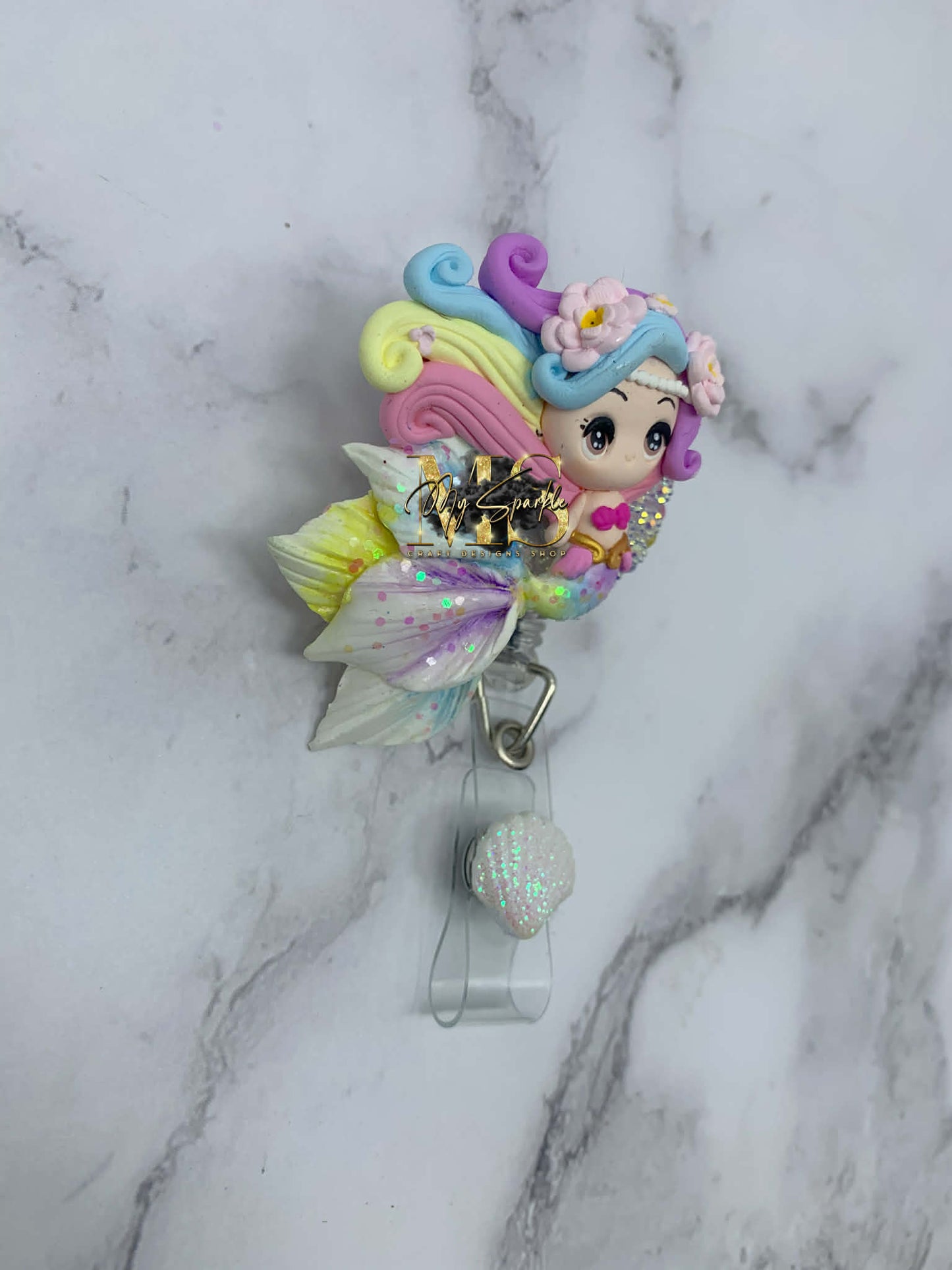 Rainbow Mermaid Badge Reel
