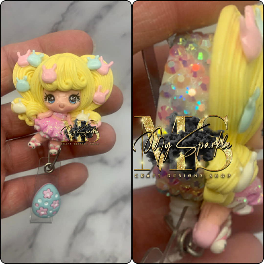Easter Girl Clay Badge Reel