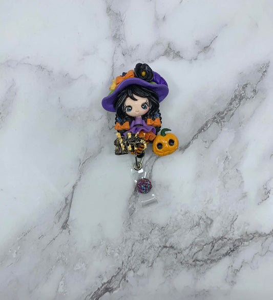 Witch Girl Clay Badge Reel