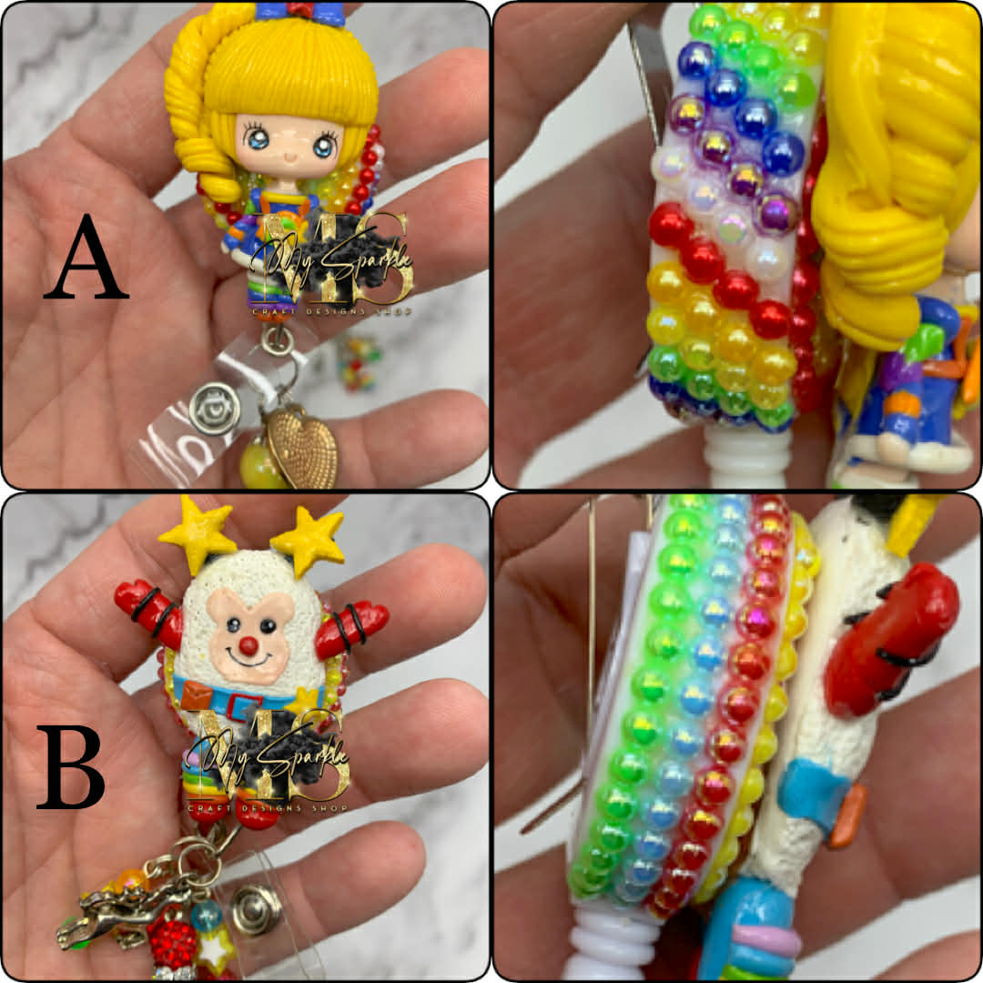 80's Rainbow Girl and Friend Clay Badge Reel