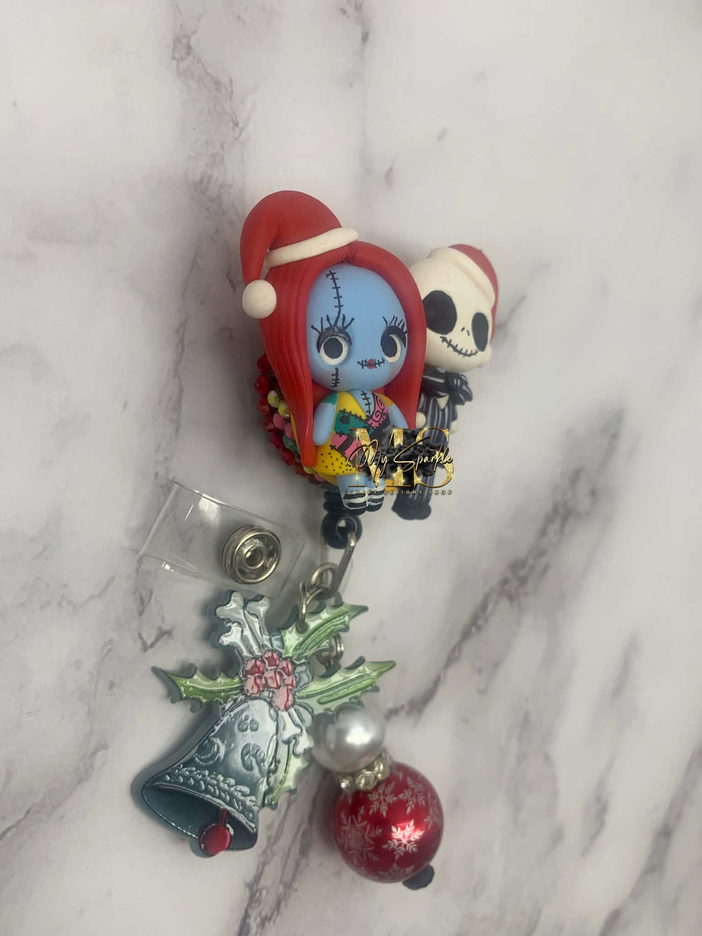 Christmas Couple Nightmare Clay Badge Reel