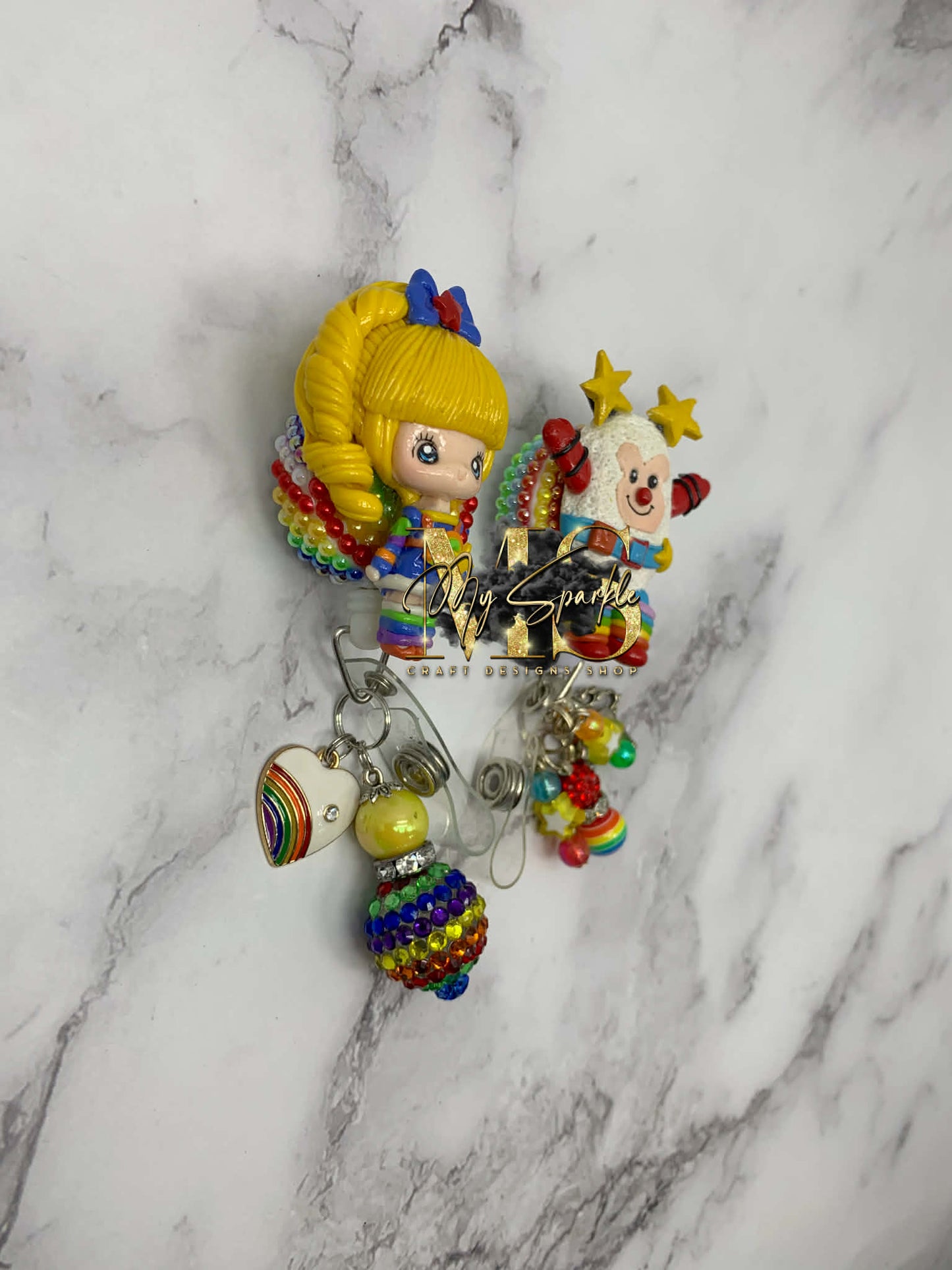80's Rainbow Girl and Friend Clay Badge Reel