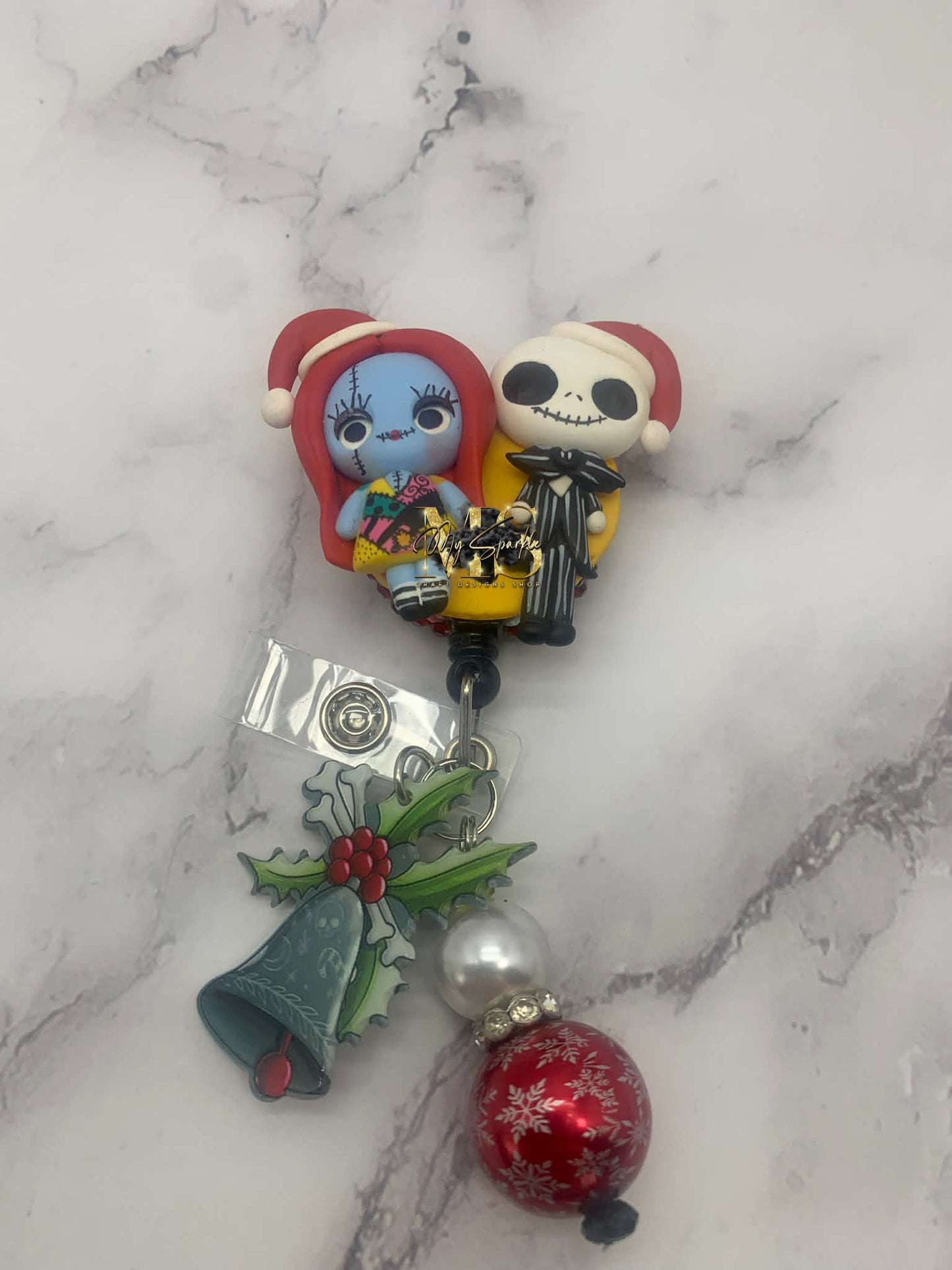 Christmas Couple Nightmare Clay Badge Reel