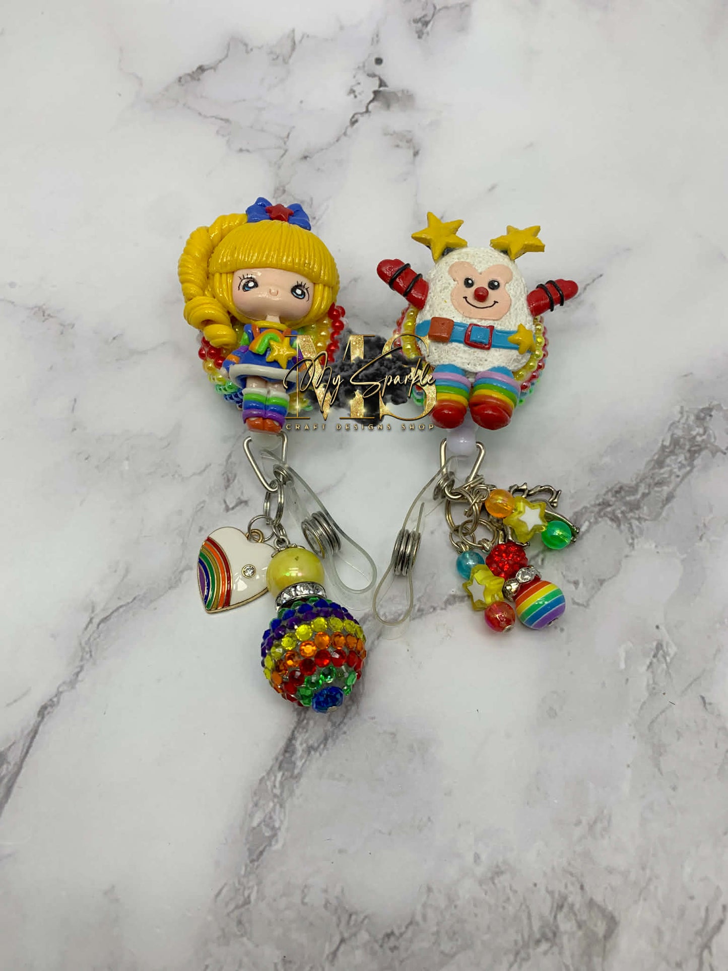 80's Rainbow Girl and Friend Clay Badge Reel