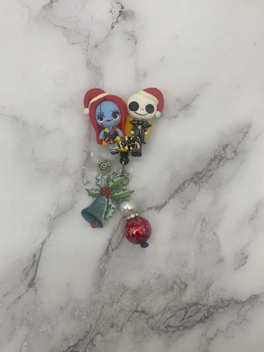 Christmas Couple Nightmare Clay Badge Reel