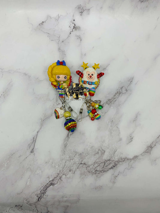 80's Rainbow Girl and Friend Clay Badge Reel