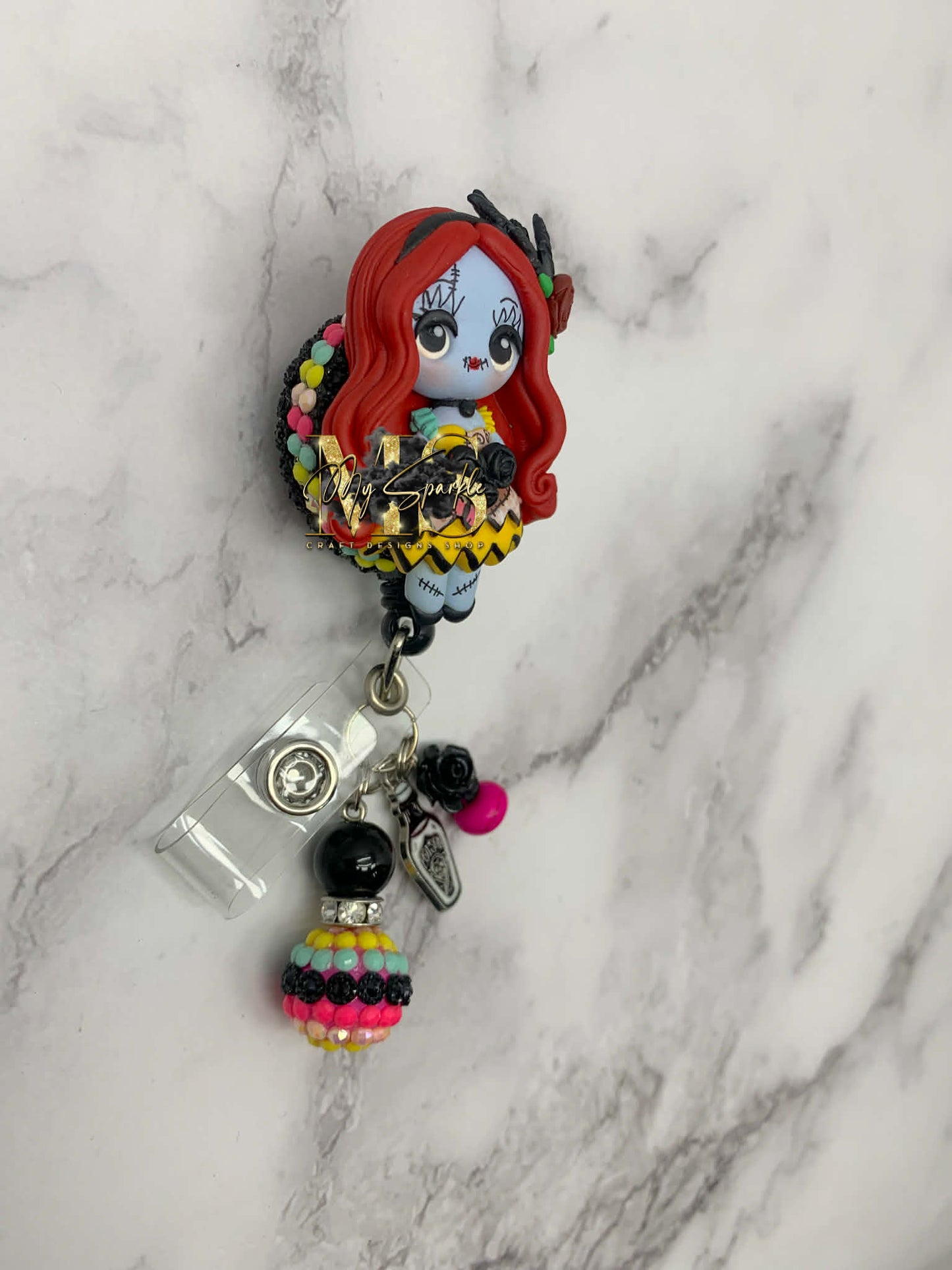 Halloween Sally Nightmare Clay Badge Reel