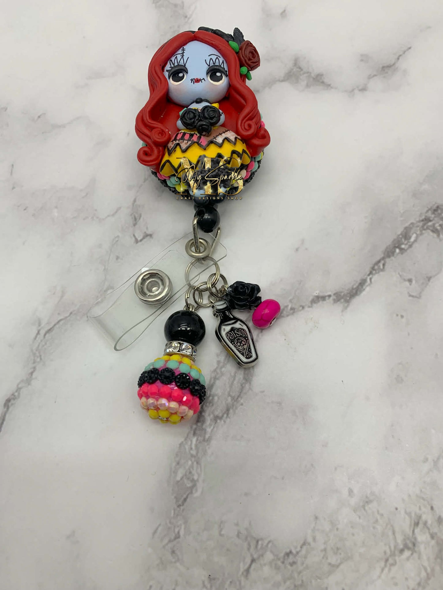 Halloween Sally Nightmare Clay Badge Reel