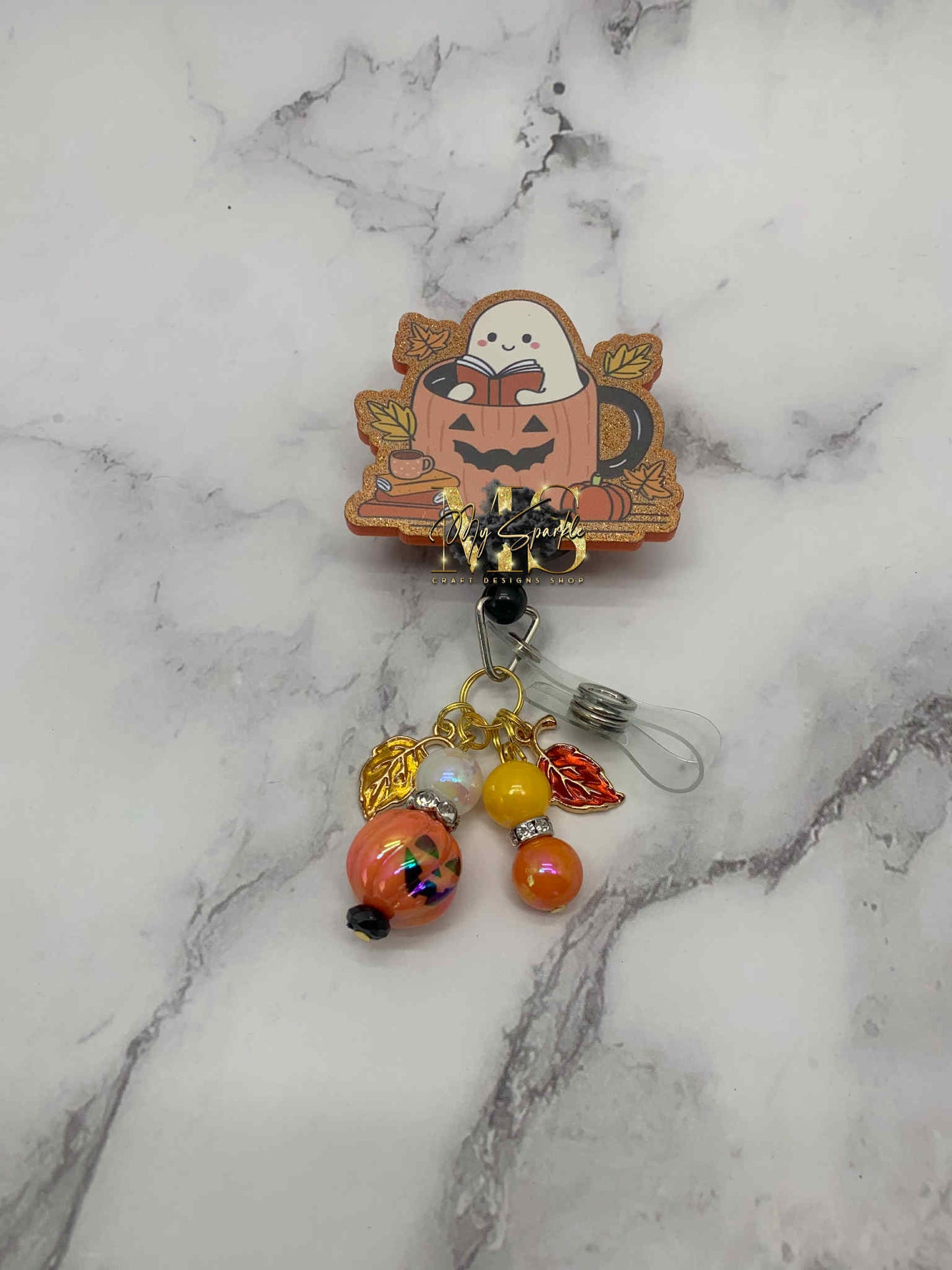 Bookish Pumpkin Ghost Badge Reel
