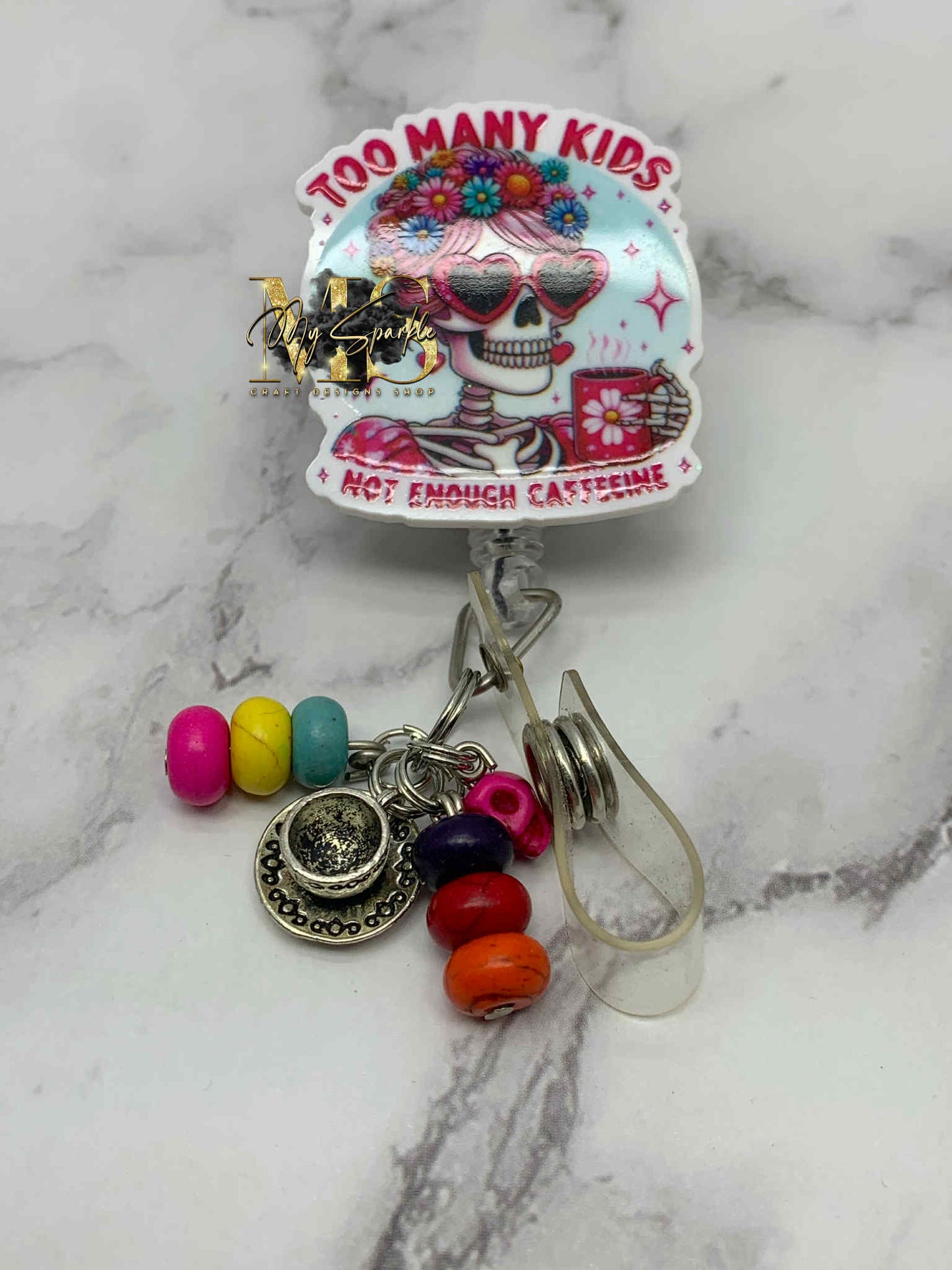 Too Many Kids Not ENough Caffeeine Badge Reel