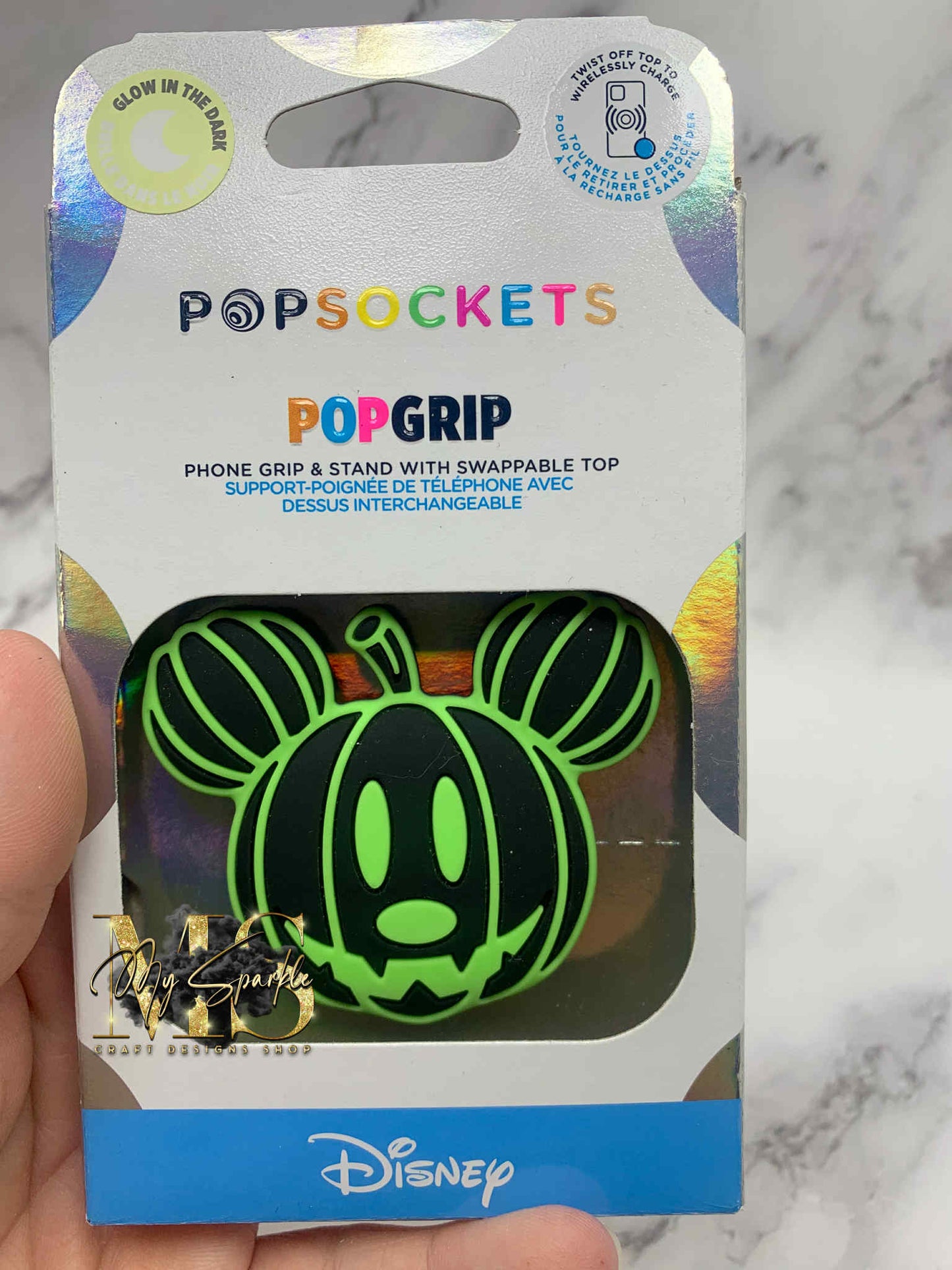 Halloween Mickey Pumpkin Pop Grip -Glow in the Dark