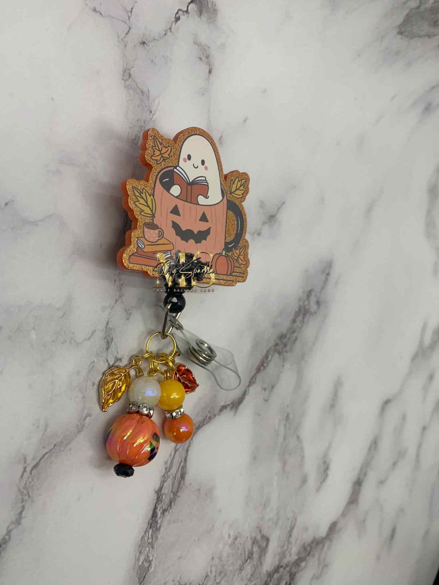 Bookish Pumpkin Ghost Badge Reel