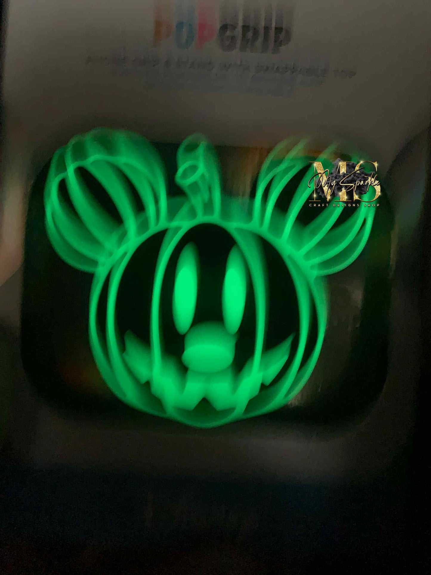 Halloween Mickey Pumpkin Pop Grip -Glow in the Dark