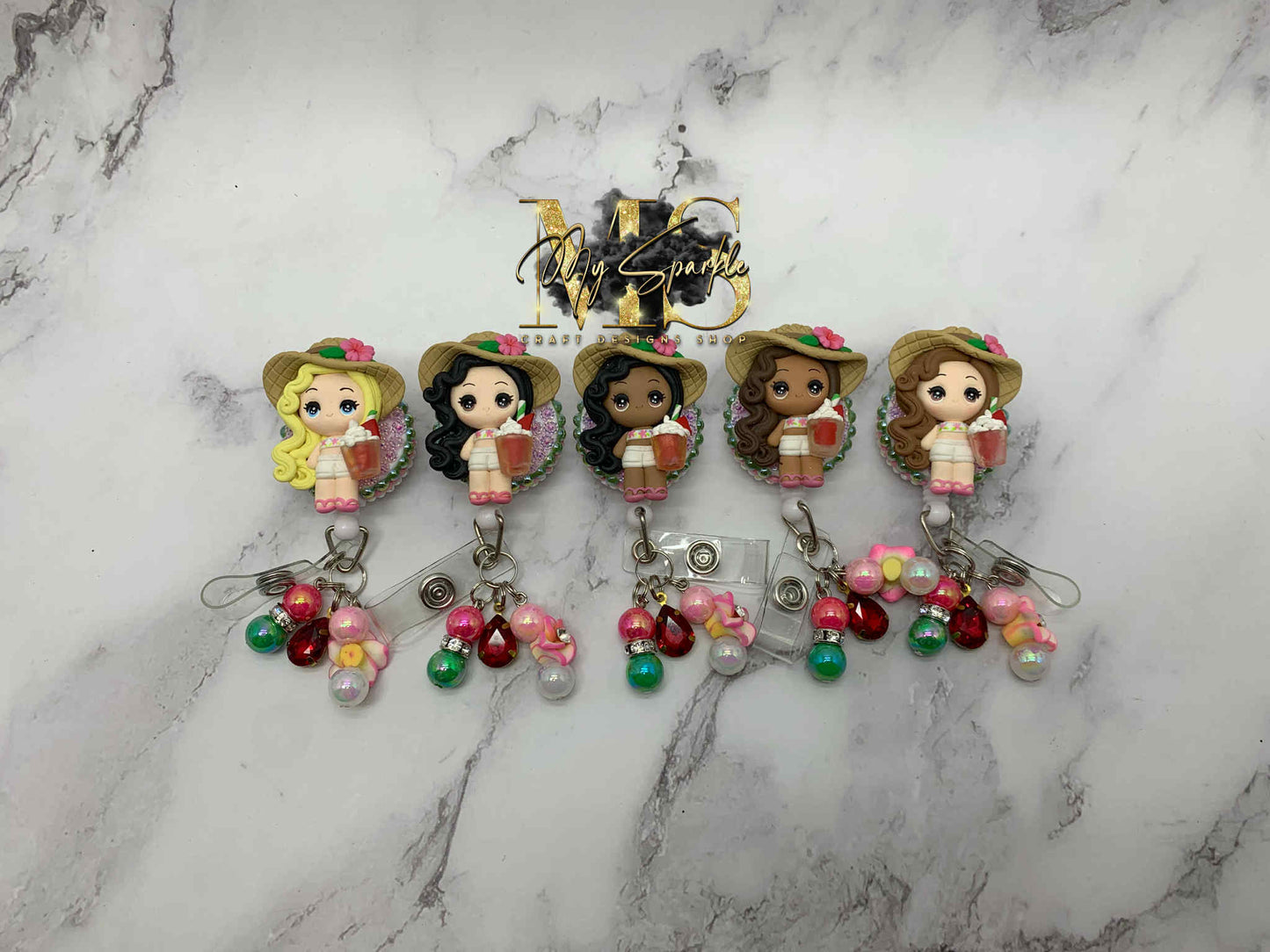Beach Girl Clay Badge Reel