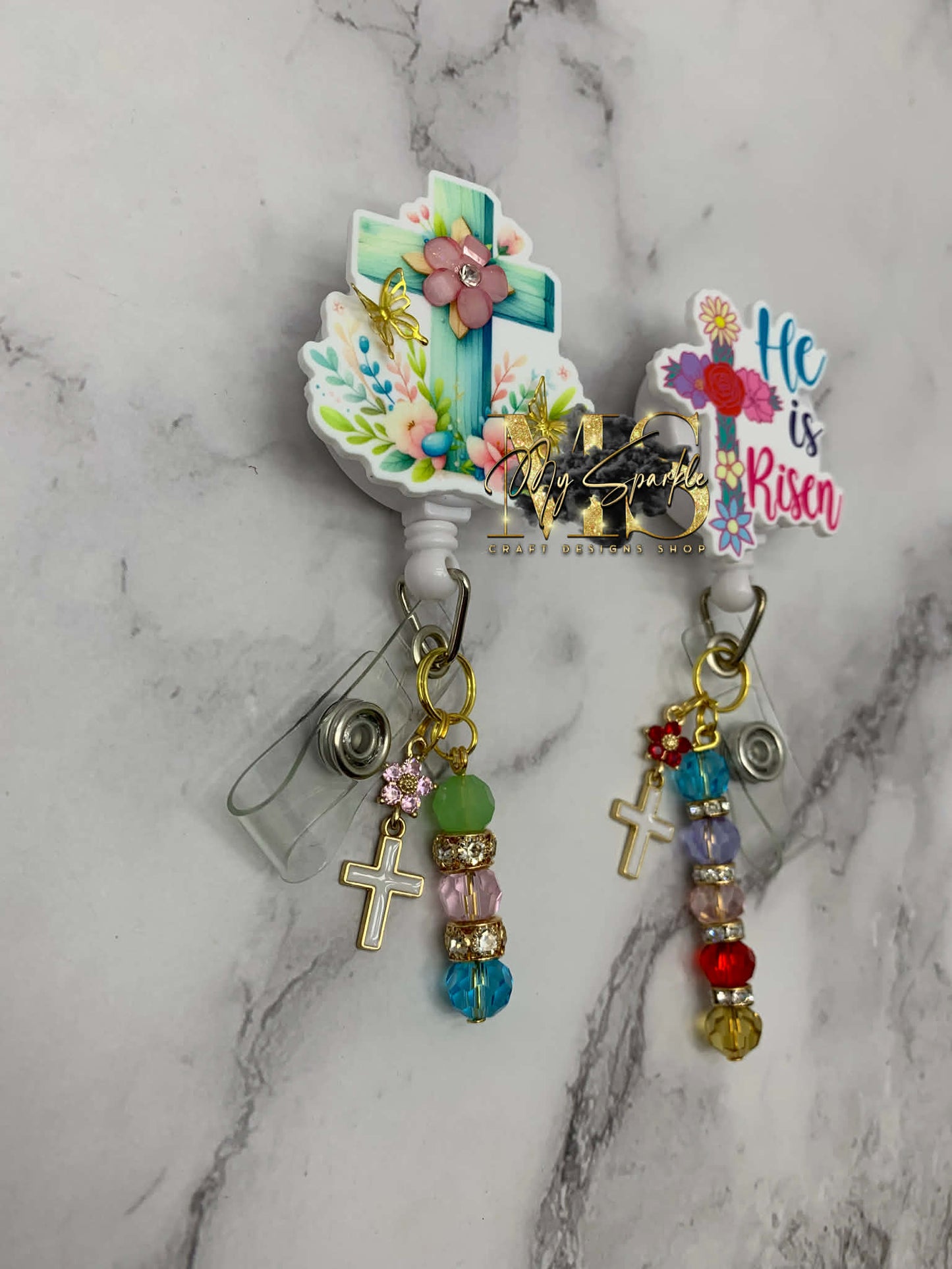 Floral Cross Badge Reel