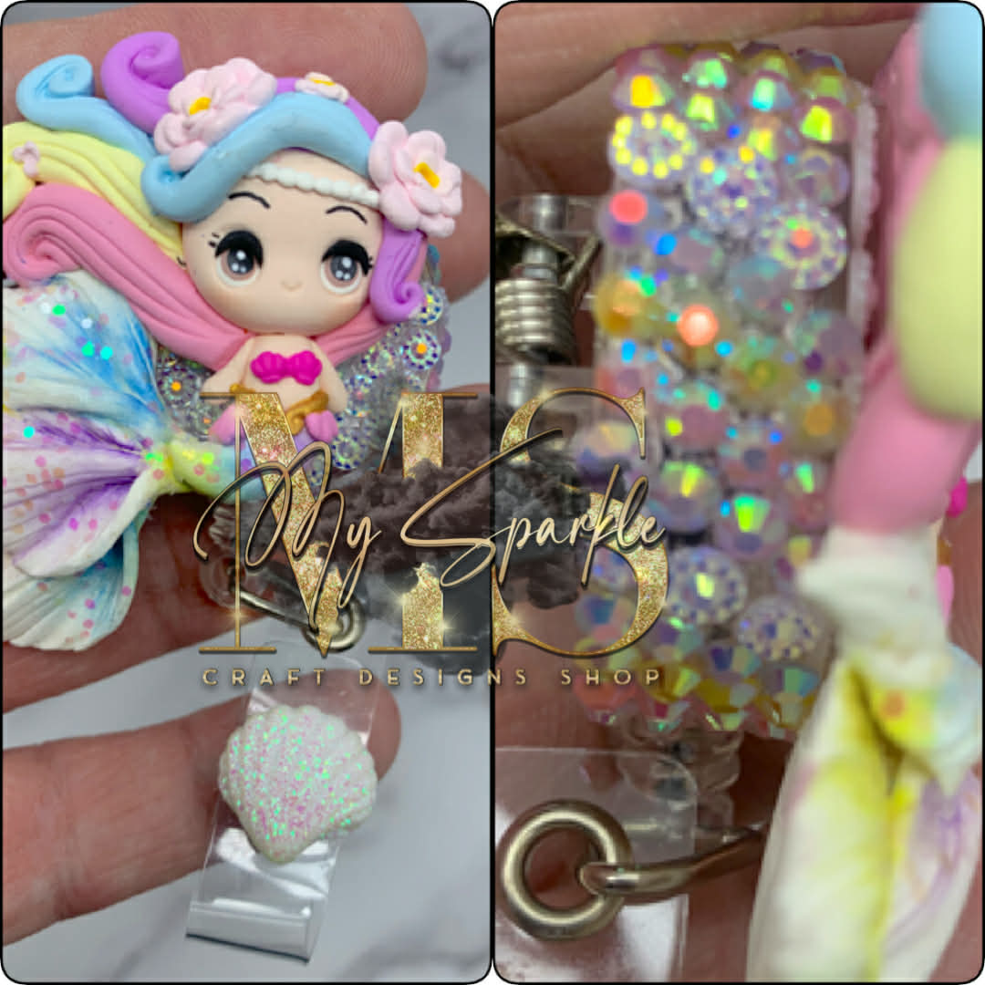Rainbow Mermaid Badge Reel