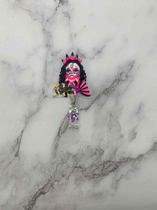 Day of the Dead Mermaid  Clay Badge Reel