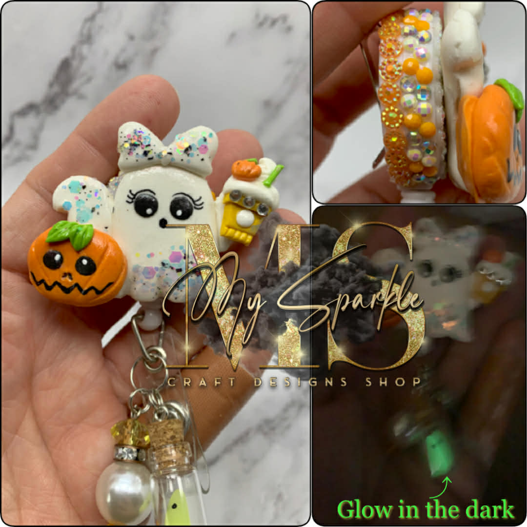 Halloween Ghost Clay Badge Reel