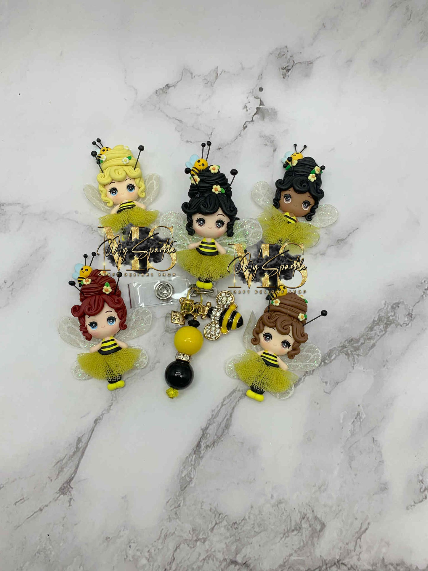 Cute Bee Girl  Clay Badge Reel