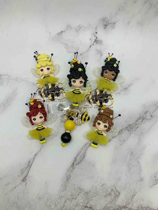 Cute Bee Girl  Clay Badge Reel