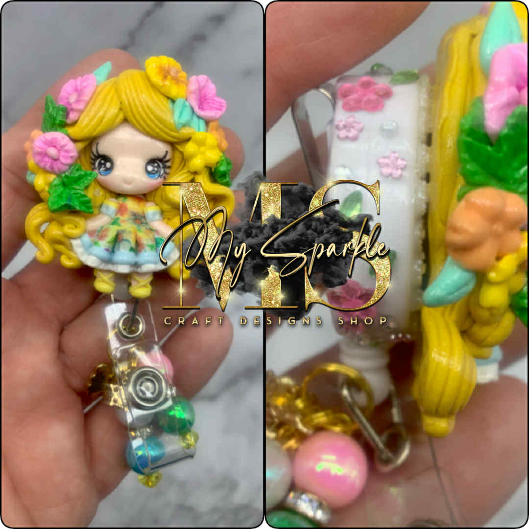 Flower Girl Clay Badge Reel
