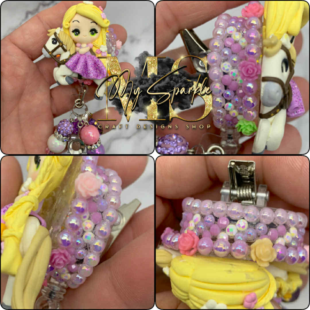 Princess With Horse Clay Badge Reel