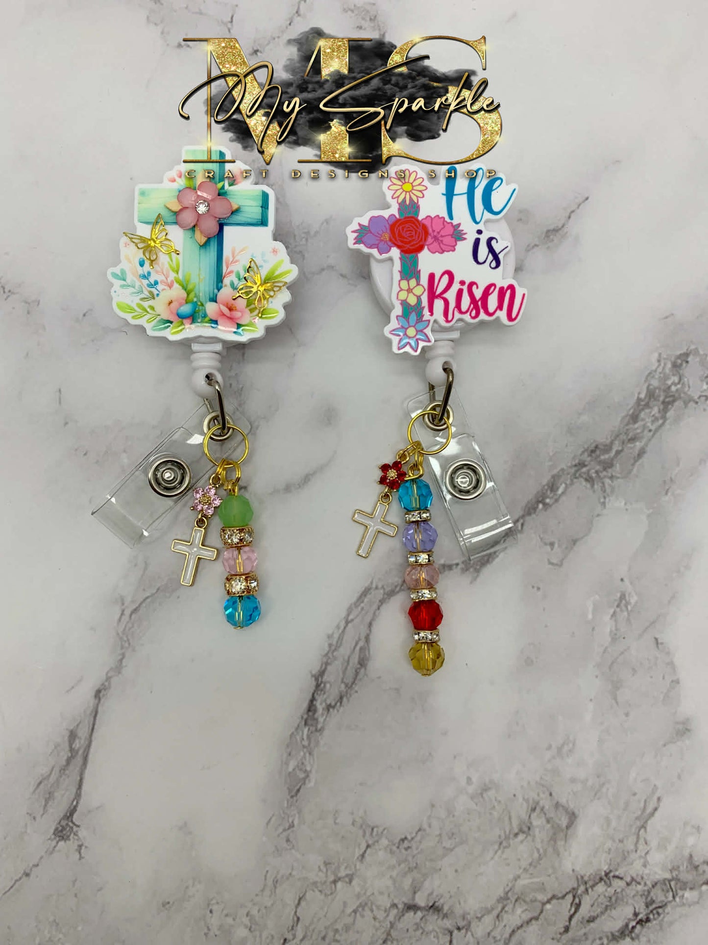 Floral Cross Badge Reel