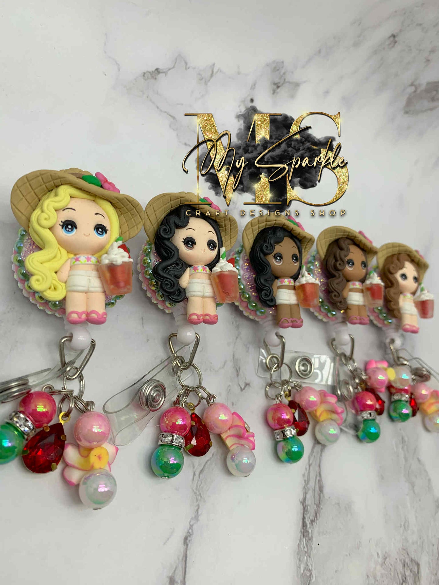 Beach Girl Clay Badge Reel