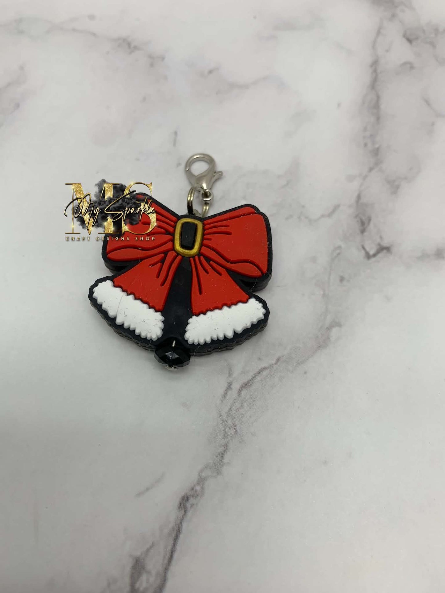 Santa Christmas Bowknot Badge Reel Charm