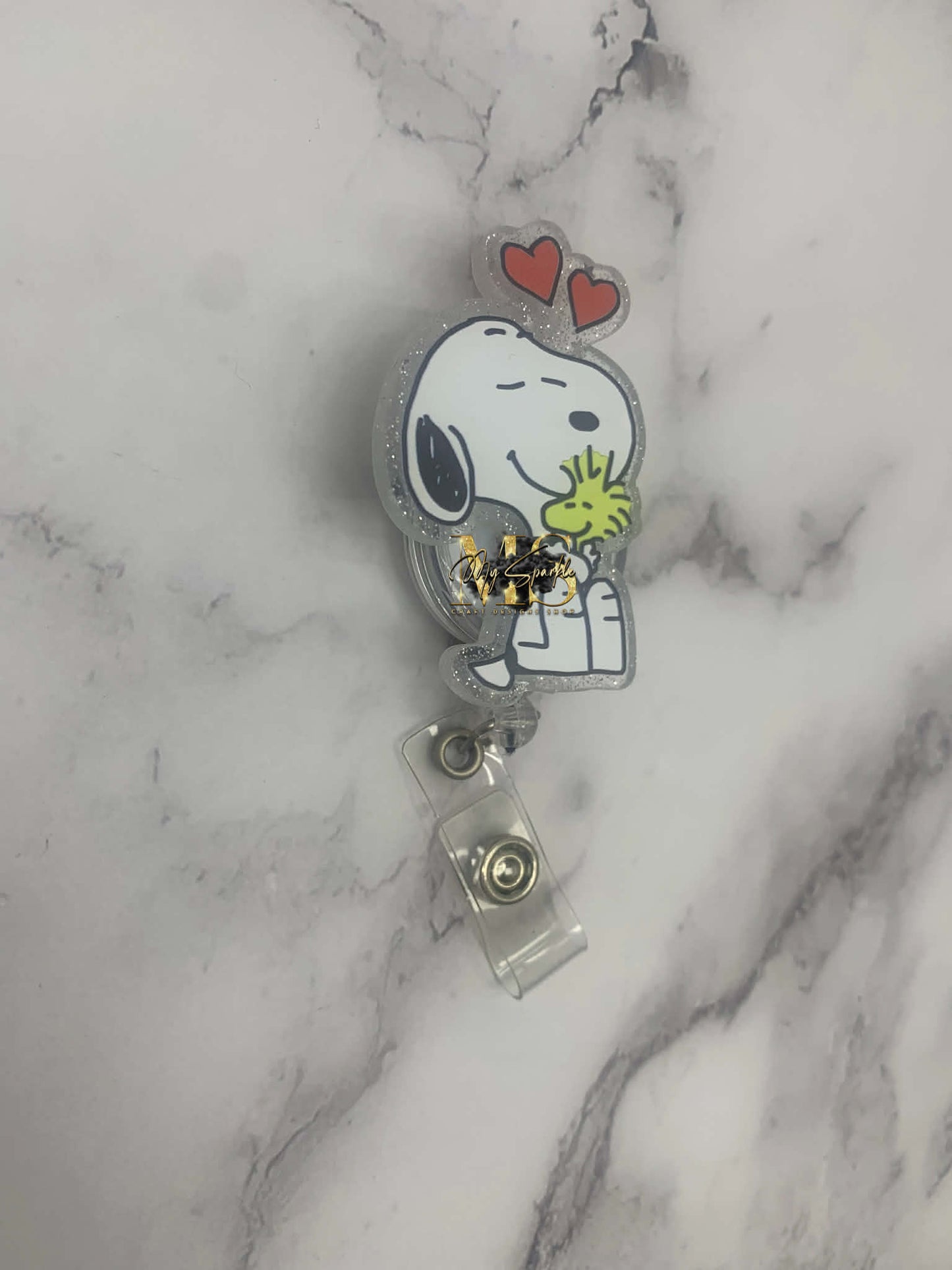White Pup Badge Reel