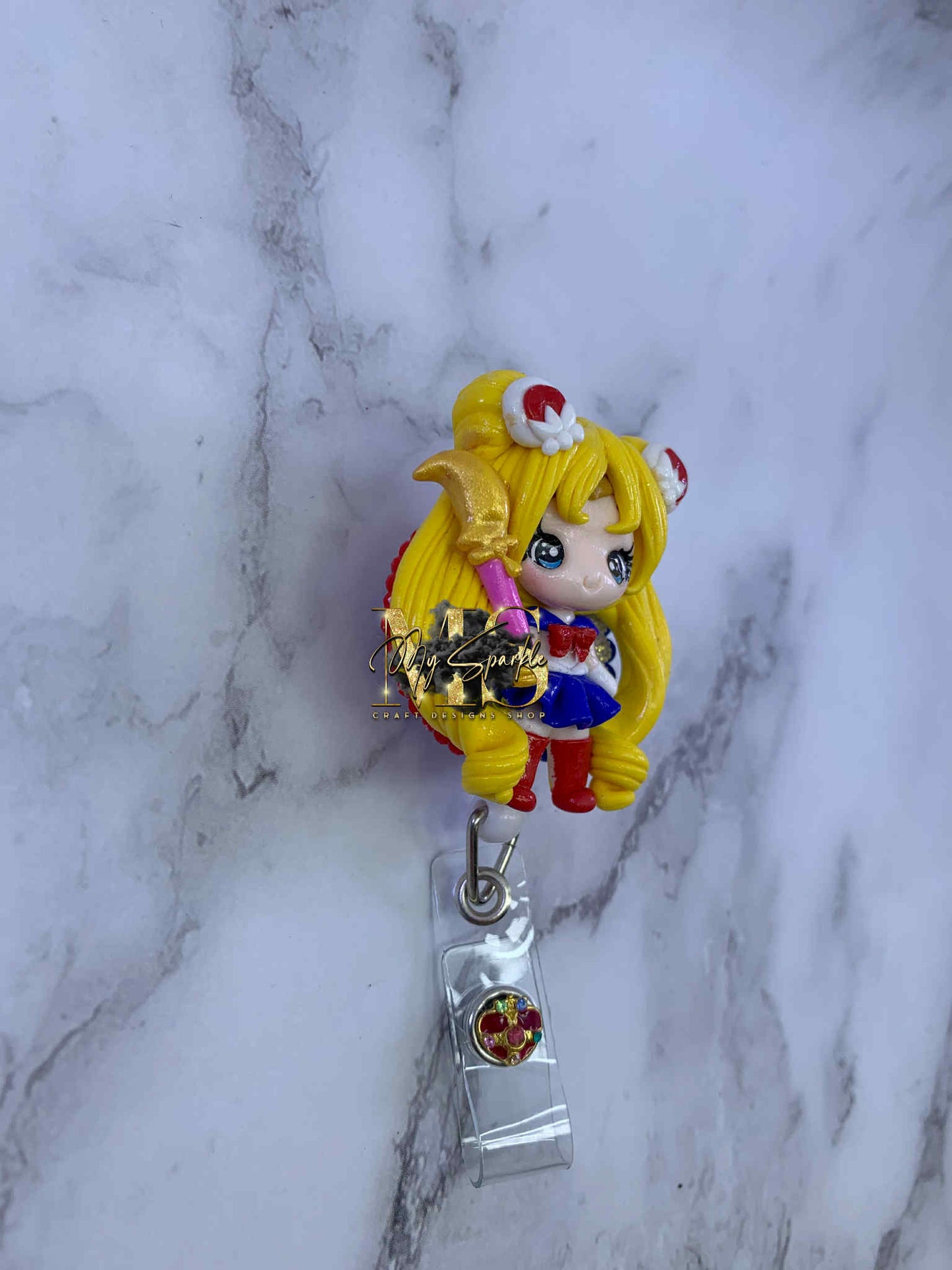 Sailor Girl Clay Badge Reel