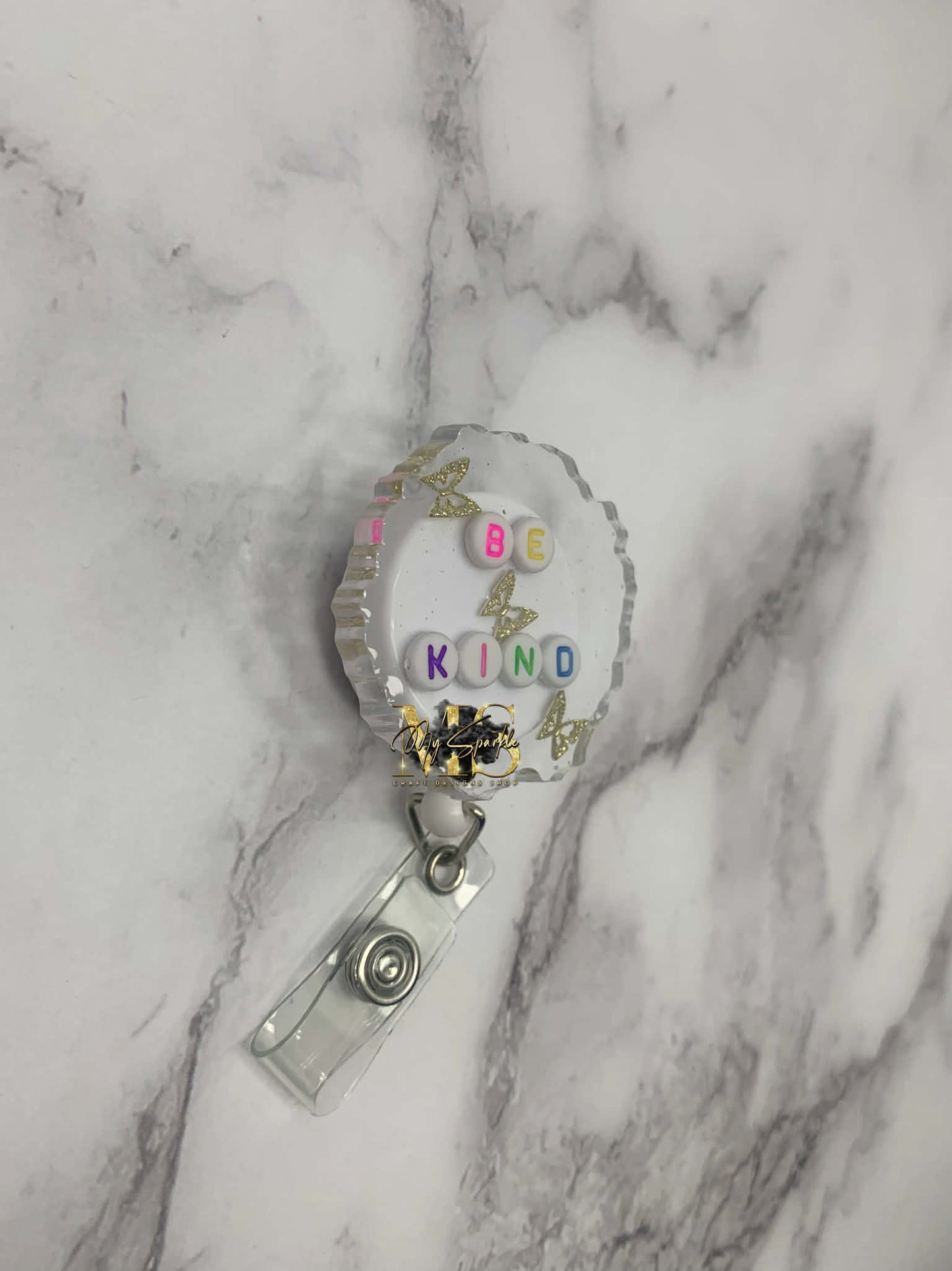 Be Kind Gold Butterflies Badge Reel