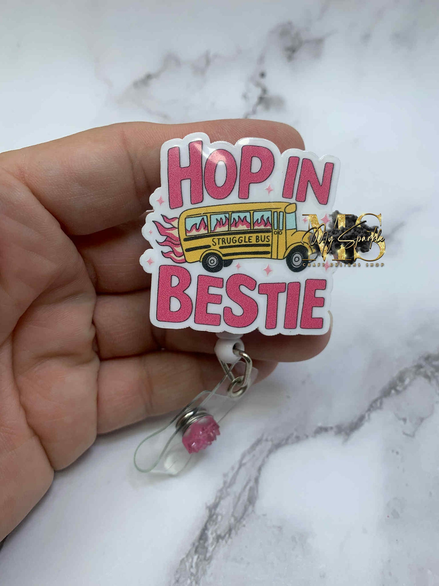 Funny Hop In Bestie Badge Reel