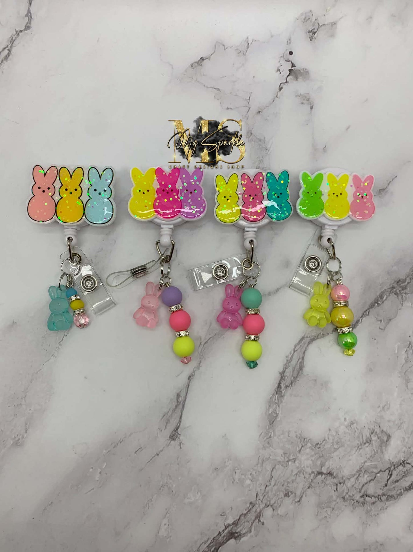 Easter Peeps Glitter Badge Reel