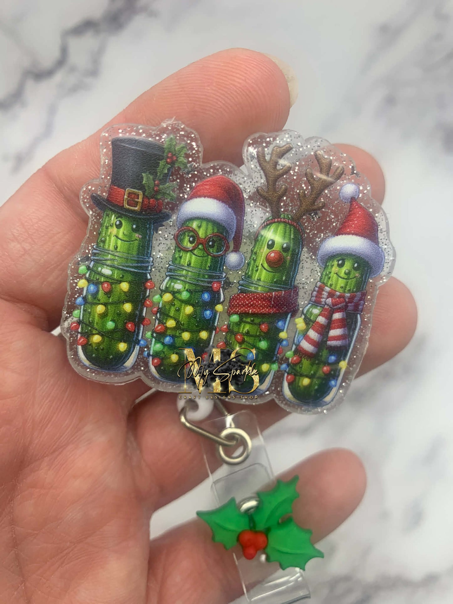 Christmas Funny Pickle Badge Reel