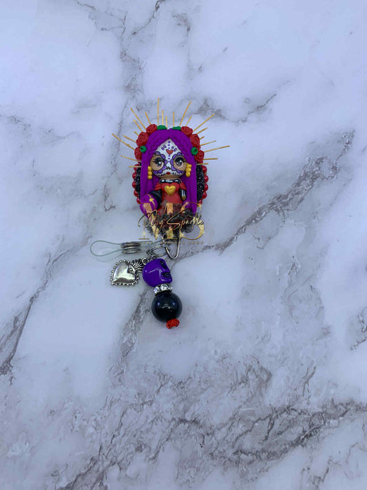 Halo Crown Dia De Los Muertos Clay Badge Reel
