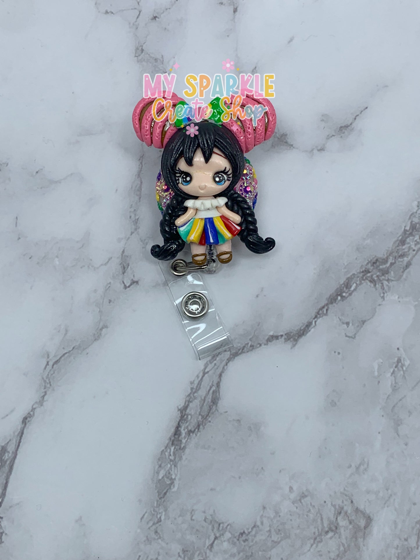 Concha Girl Clay Badge Reel