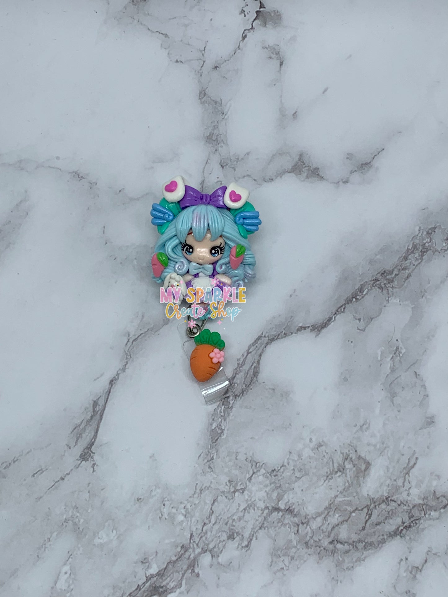 Easter Bunny Girl Clay Badge Reel