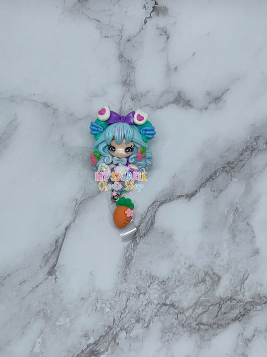 Easter Bunny Girl Clay Badge Reel