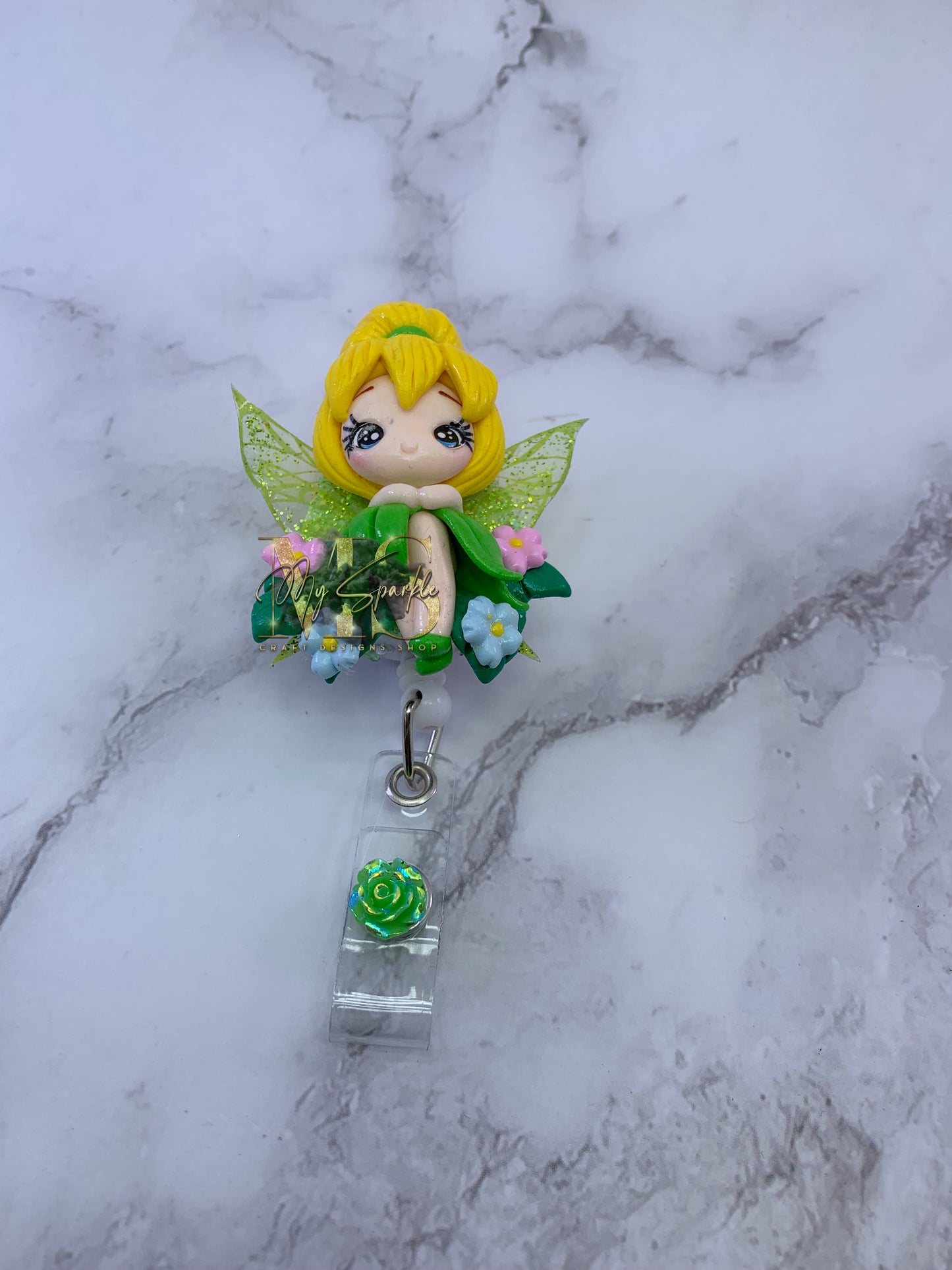 Princess Fairy Tinker Bell Clay Badge Reel