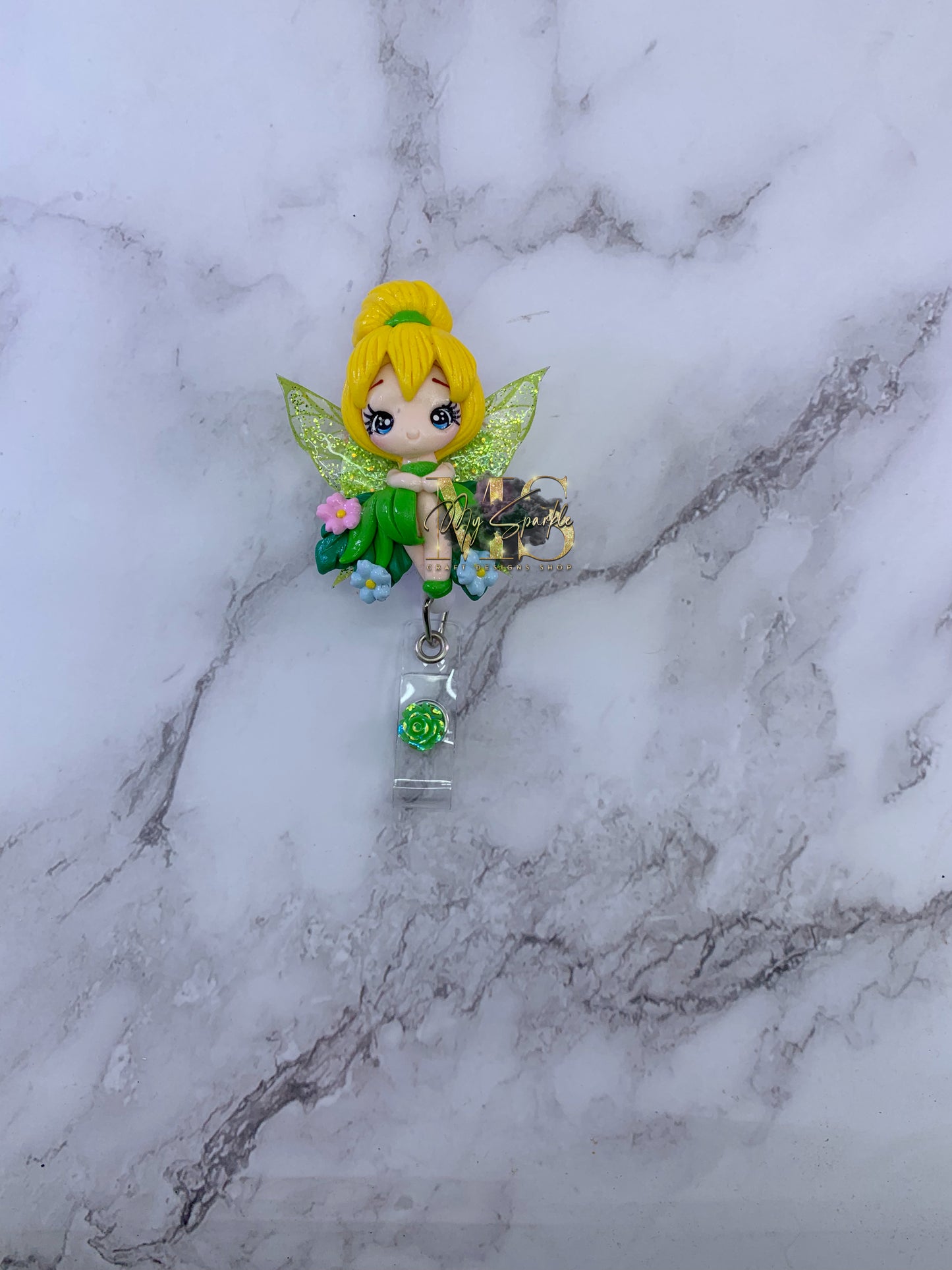 Princess Fairy Tinker Bell Clay Badge Reel